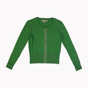 Tommy Hilfiger Cable Stitch Cotton Green Cardigan Sweater
